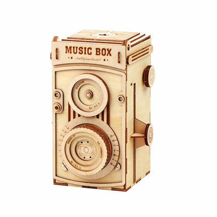 Vintage Camera Music Box Ξύλινο Διακοσμητικό Μουσικό Κουτί με Φωτογραφία και DIY Συναρμολόγηση 6+ Ετών