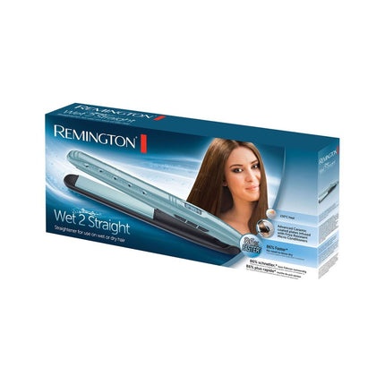Remington Ισιωτική Μαλλιών για Στεγνά και Βρεγμένα Μαλλιά με Ψηφιακή Ρύθμιση Θερμοκρασίας W2S Γαλάζιο