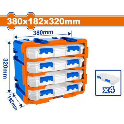 WADFOW Συρταριέρα Αποθήκευσης 38×18.2×32 cm με 4 Διάφανα Organizer WTB8344