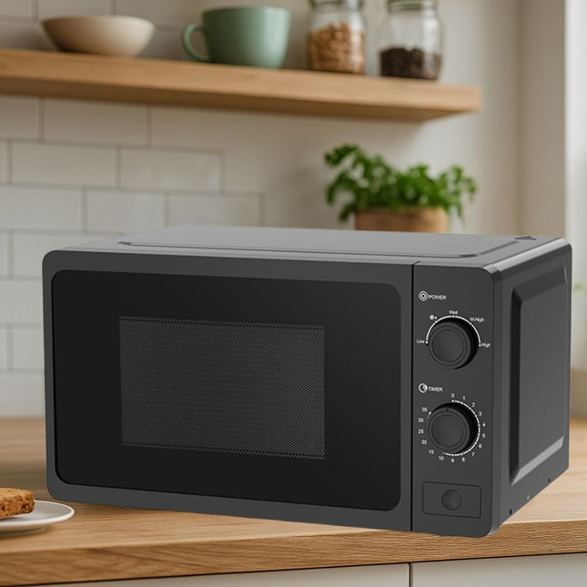 WILSON Φούρνος Μικροκυμάτων 20L 700W με 5 Ρυθμιζόμενα Επίπεδα & Λειτουργία Απόψυξης Μαύρο