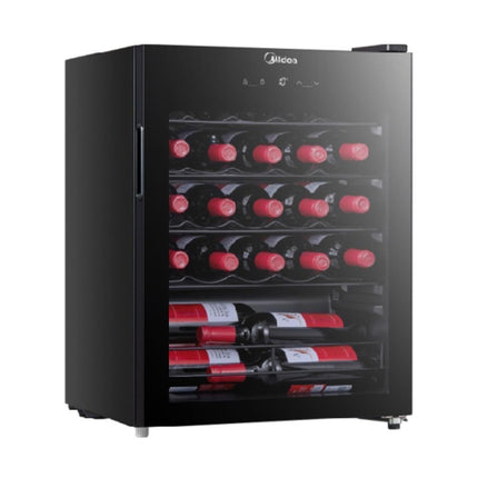 Midea Συντηρητής Κρασιών 24 Φιαλών με UV Glass Door, Ηλεκτρονικό Έλεγχο & LED Φωτισμό MDRW111FGG22 Μαύρο