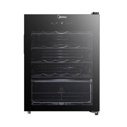 Midea Συντηρητής Κρασιών 24 Φιαλών με UV Glass Door, Ηλεκτρονικό Έλεγχο & LED Φωτισμό MDRW111FGG22 Μαύρο
