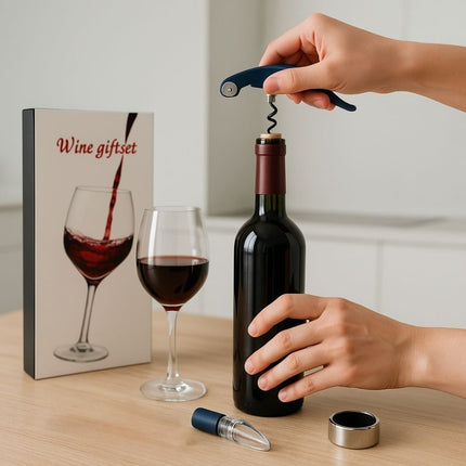Wine Gift Set Πλήρες Σετ Αξεσουάρ Κρασιού Μπλε