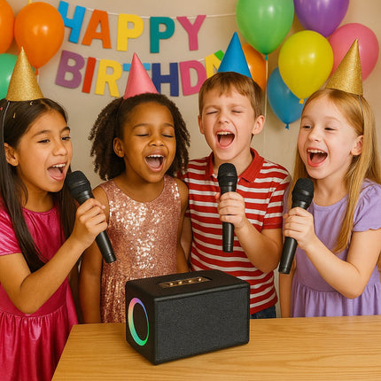 Φορητό Wireless Party Box M2008 με 2 Ασύρματα Μικρόφωνα, Hi-Fi Ήχο & Διπλά Ηχεία 3″ Μαύρο