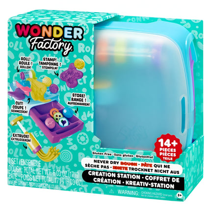 Wonder Factory Creation Station Playset Εργαστήριο Πλαστελίνης με 3 Βαζάκια Never Dry Dough, Σφραγίδες & Εργαλεία Δημιουργίας 595090-EUC, 3+ Ετών
