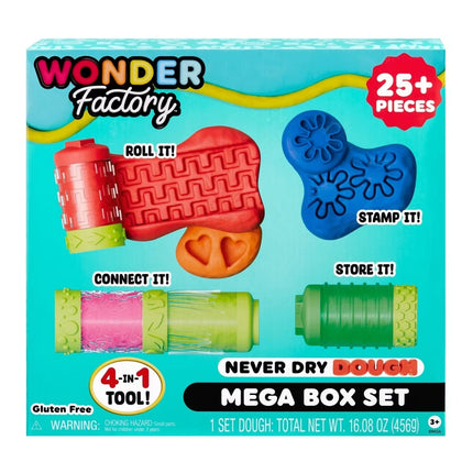 Wonder Factory Never Dry Mega Set Μεγάλο Σετ Πλαστελίνης με 8 Σωληνάρια, 12 Σφραγίδες & 6 Εργαλεία Δημιουργίας 595137-EUC, 3+ Ετών