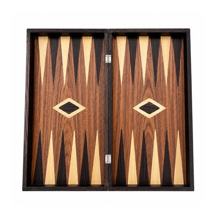 Ξύλινο Τάβλι Καρυδιάς 48x25cm Κλασικό Πτυσσόμενο με Πούλια & Ζάρια