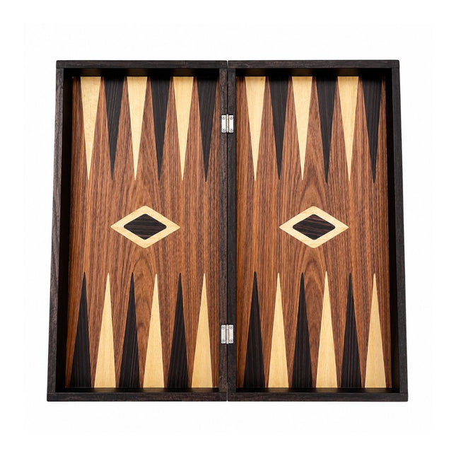 Ξύλινο Τάβλι Καρυδιάς 48x25cm Κλασικό Πτυσσόμενο με Πούλια & Ζάρια