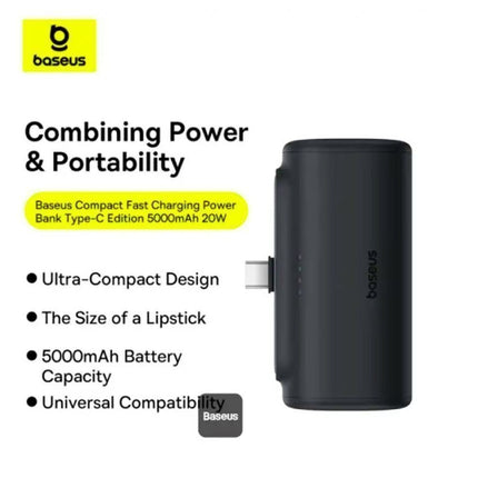 Baseus Powerbank 20W 5000mAh Plug-In USB-C 20W Black