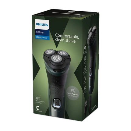 PHILIPS 3000X Series Επαναφορτιζόμενη Περιστρεφόμενη Ξυριστική Μηχανή Προσώπου με Τεχνολογία SkinProtect, Κεφαλές 4D Flex, Τεχνολογία SkinProtect, Αδιάβροχη & έως 45 Λεπτά Λειτουργίας X3052/00