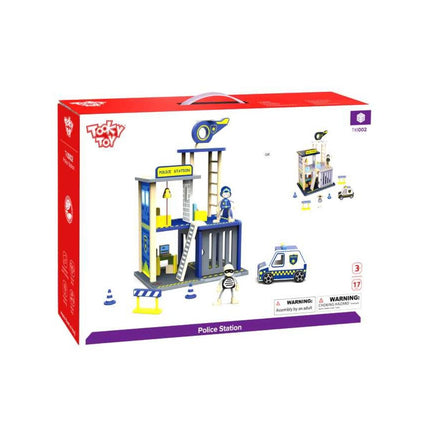 Tooky Toy Ξύλινο Αστυνομικό Τμήμα με Φιγούρες & Οχήματα TKI002 3+ Ετών