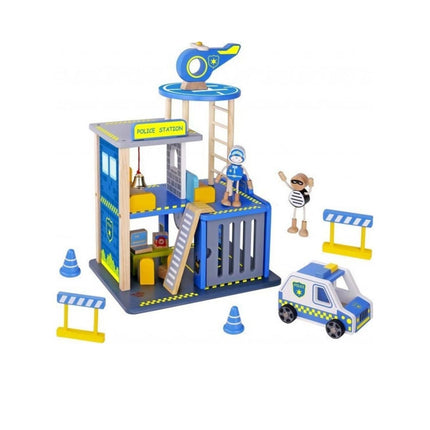 Tooky Toy Ξύλινο Αστυνομικό Τμήμα με Φιγούρες & Οχήματα TKI002 3+ Ετών