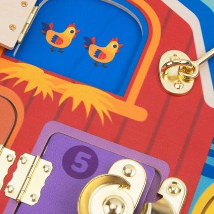 Tooky Toys Ξύλινο Εκπαιδευτικό Παιχνίδι Στάβλος με Κλειδαριές 3+ Ετών