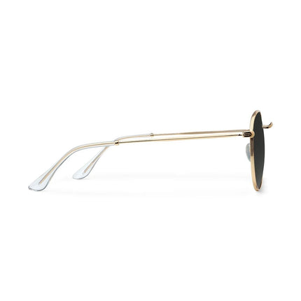 MELLER YSTER Unisex Στρογγυλά Γυαλιά Ηλίου με Χρυσό Μεταλλικό Σκελετό και Μαύρους Πολωτικούς Φακούς UV400 Y-GOLDCAR Gold Carbon
