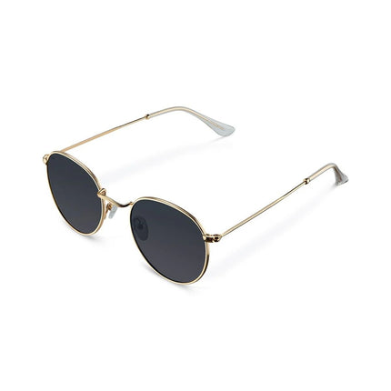 MELLER YSTER Unisex Στρογγυλά Γυαλιά Ηλίου με Χρυσό Μεταλλικό Σκελετό και Μαύρους Πολωτικούς Φακούς UV400 Y-GOLDCAR Gold Carbon
