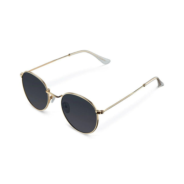 MELLER YSTER Unisex Στρογγυλά Γυαλιά Ηλίου με Χρυσό Μεταλλικό Σκελετό και Μαύρους Polarized Φακούς UV400 Y-GOLDCAR Gold Carbon