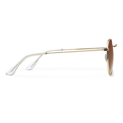 MELLER YSTER Unisex Στρογγυλά Γυαλιά Ηλίου με Χρυσό Μεταλλικό Σκελετό και Καφέ Πολωτικούς Φακούς UV400 Y-GOLDKAKAO Gold Kakao