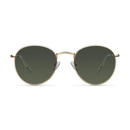 MELLER YSTER Unisex Στρογγυλά Γυαλιά Ηλίου με Χρυσό Μεταλλικό Σκελετό και Πράσινους Πολωτικούς Φακούς UV400 Y-GOLDOLI Gold Olive