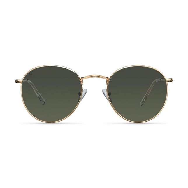 MELLER YSTER Unisex Στρογγυλά Γυαλιά Ηλίου με Χρυσό Μεταλλικό Σκελετό και Πράσινους Polarized Φακούς UV400 Y-GOLDOLI Gold Olive